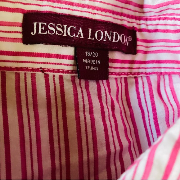 Jessica London size 18/20 pink striped button down shirt - Picture 2 of 6